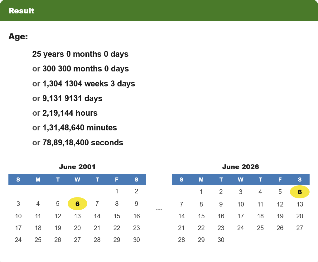 Online Age Calculator Time Duration in Years